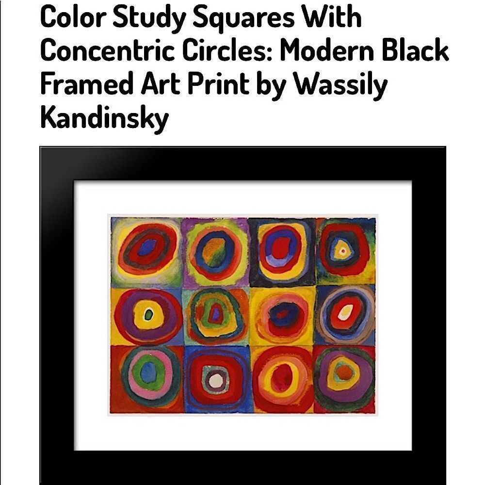 Concentric Circles Color Study Kandinsky Framed Abstract Art Print 12x16”